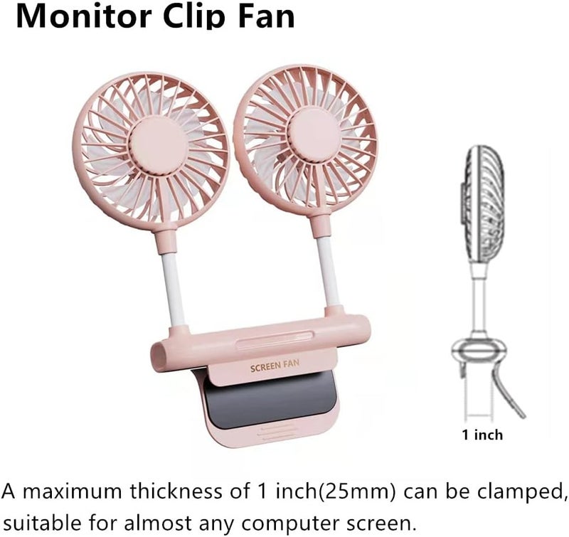 THRRLY Desktop Fan with 2 Rotatable Heads, 3 Speeds, Sturdy Clamp, USB Powered Cooling Fan for Office Desk & Laptop - Image 4